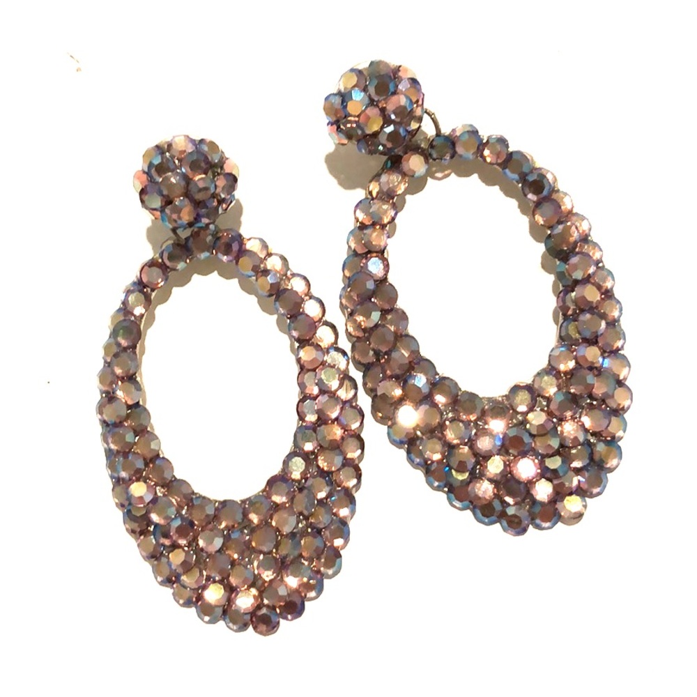 Custom swarovski crystals purple earrings
